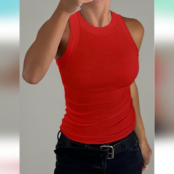 Tops - Women's Red Sleeveless Top